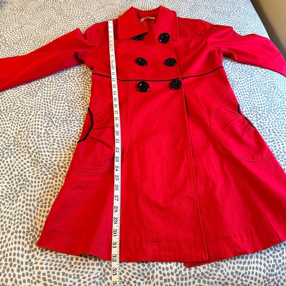Leshop | Vibrant Red Double Breasted Trench Coat - Picture 5 of 11
